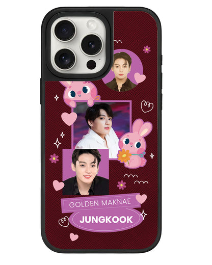 iPhone Leather Grip - Face Grid Bunny