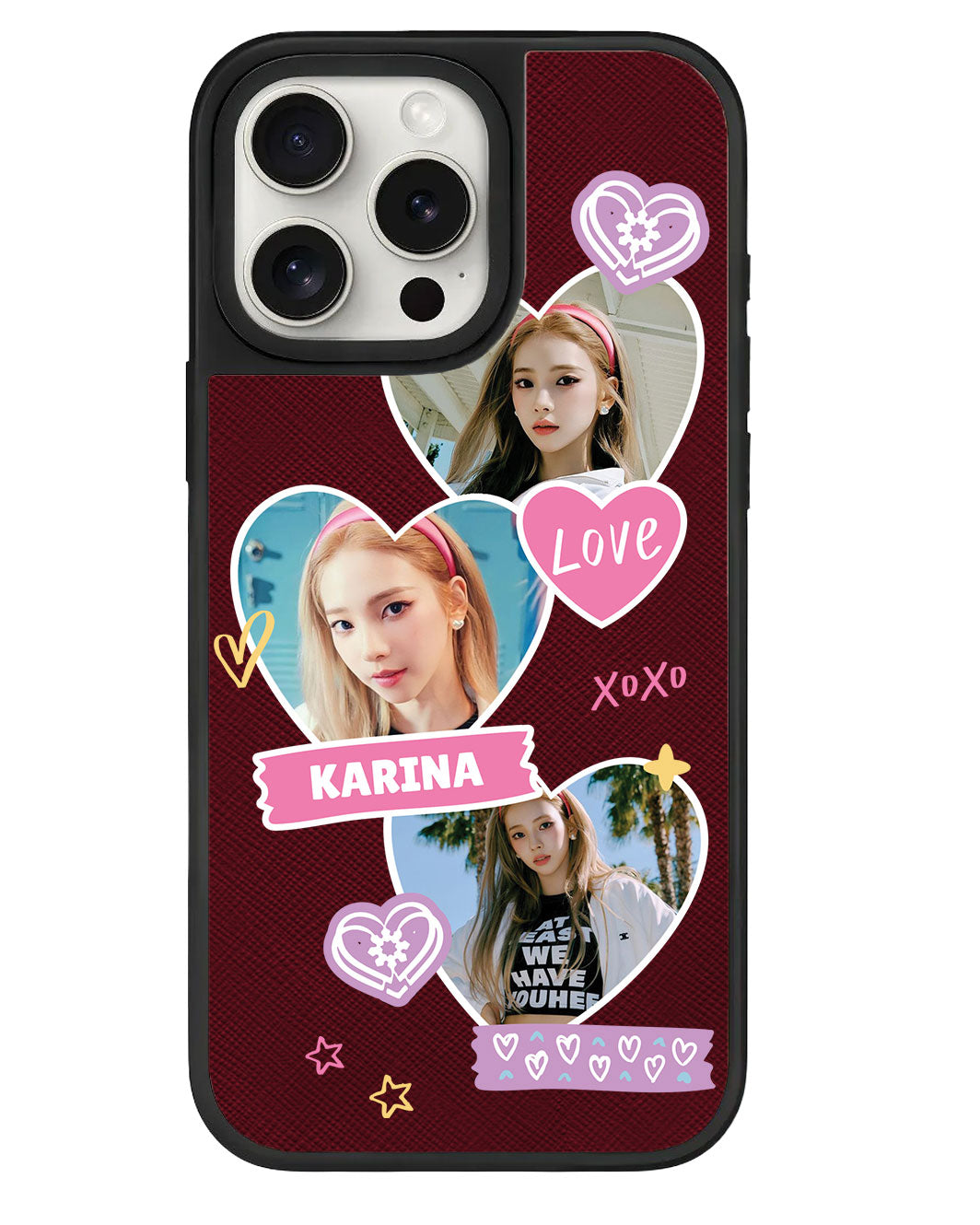 iPhone Leather Grip - Face Grid Love