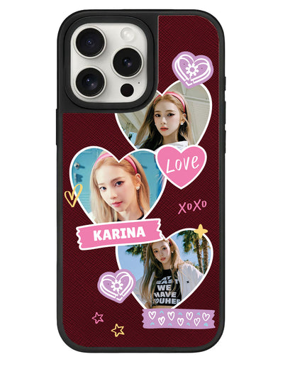 iPhone Leather Grip - Face Grid Love