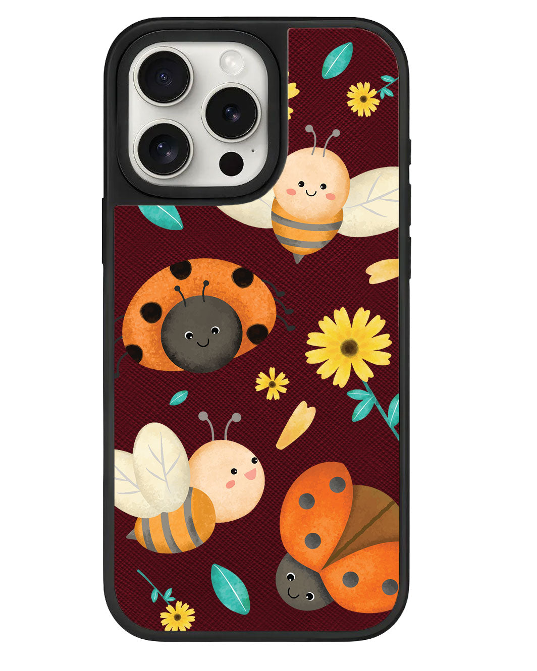 iPhone Leather Grip Case - Ladybug & Bee