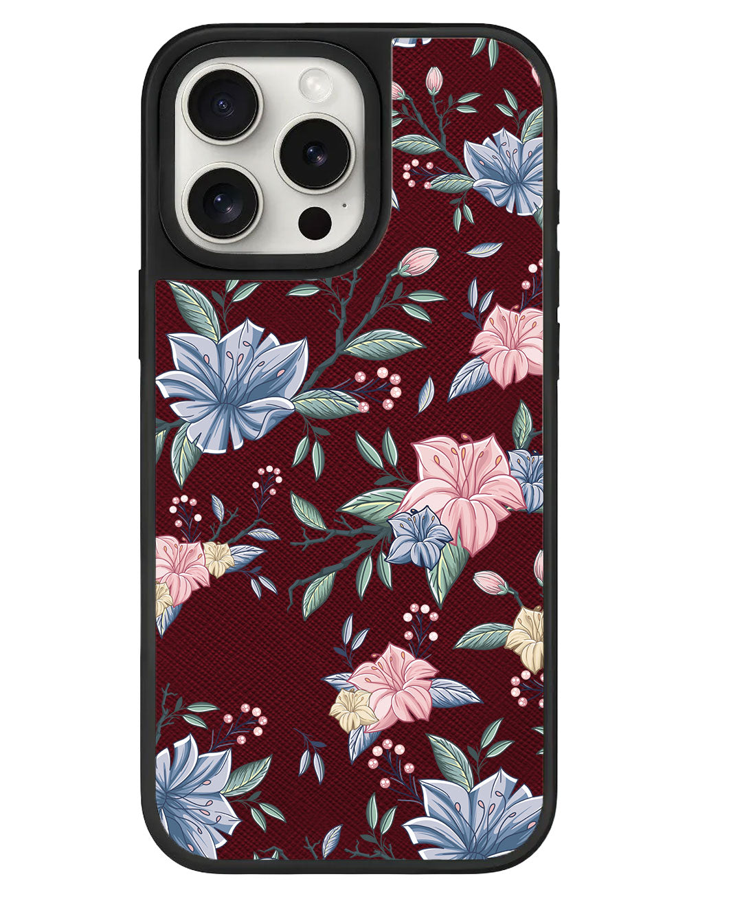 iPhone Leather Grip Case - Pink & Blue Florals