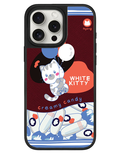 iPhone Leather Grip - White Kitty
