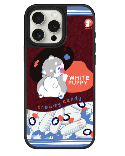 iPhone Leather Grip - White Puppy