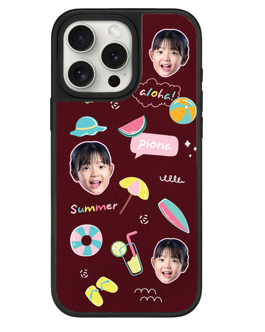 iPhone Leather Grip - Face Grid Summer