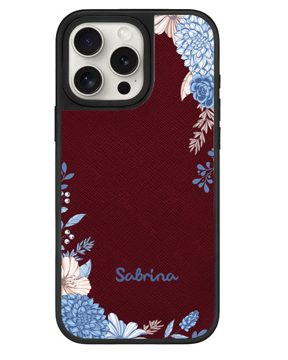 iPhone Leather Grip - Blue Florals