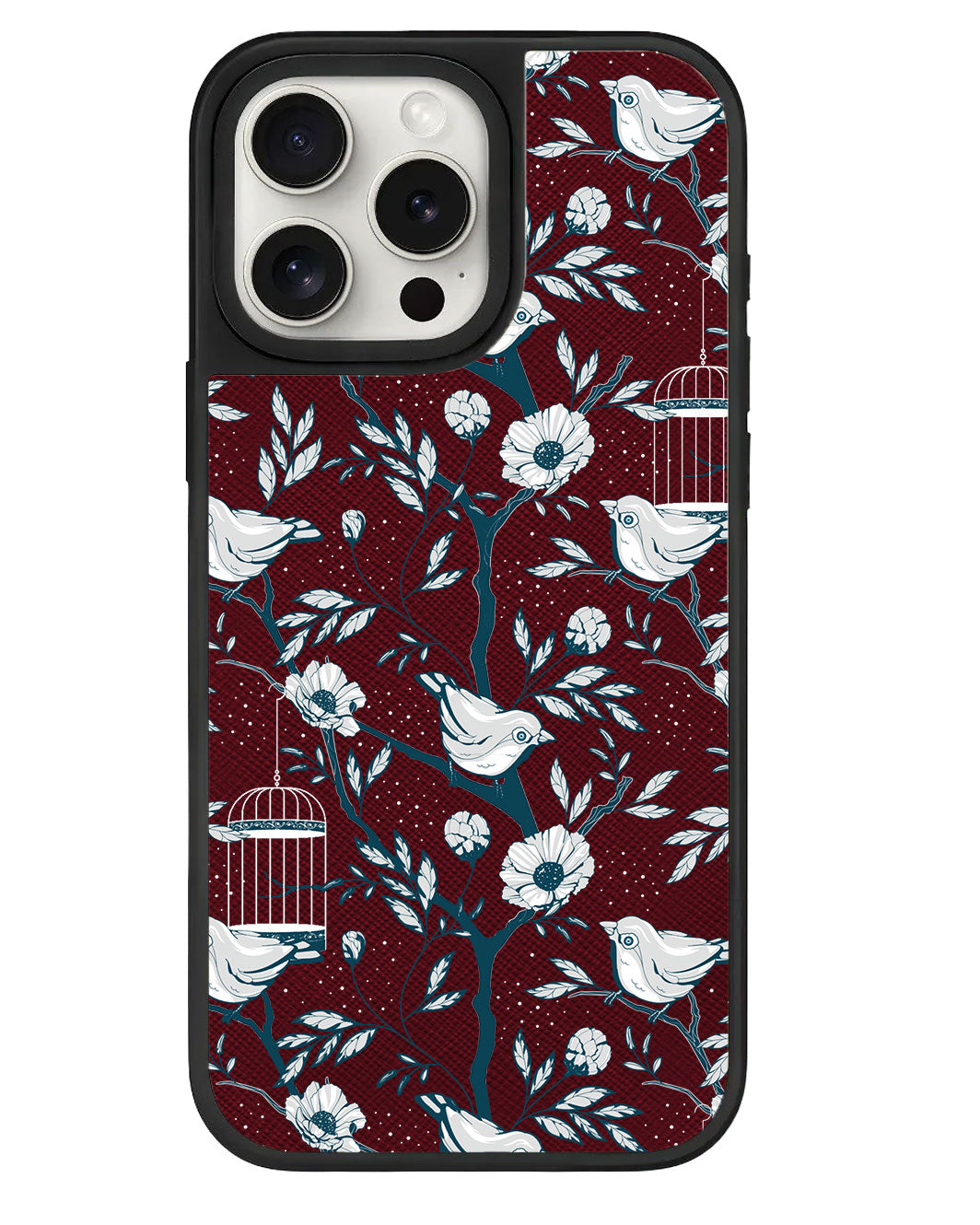 iPhone Leather Grip Case - Lovebird Monochrome