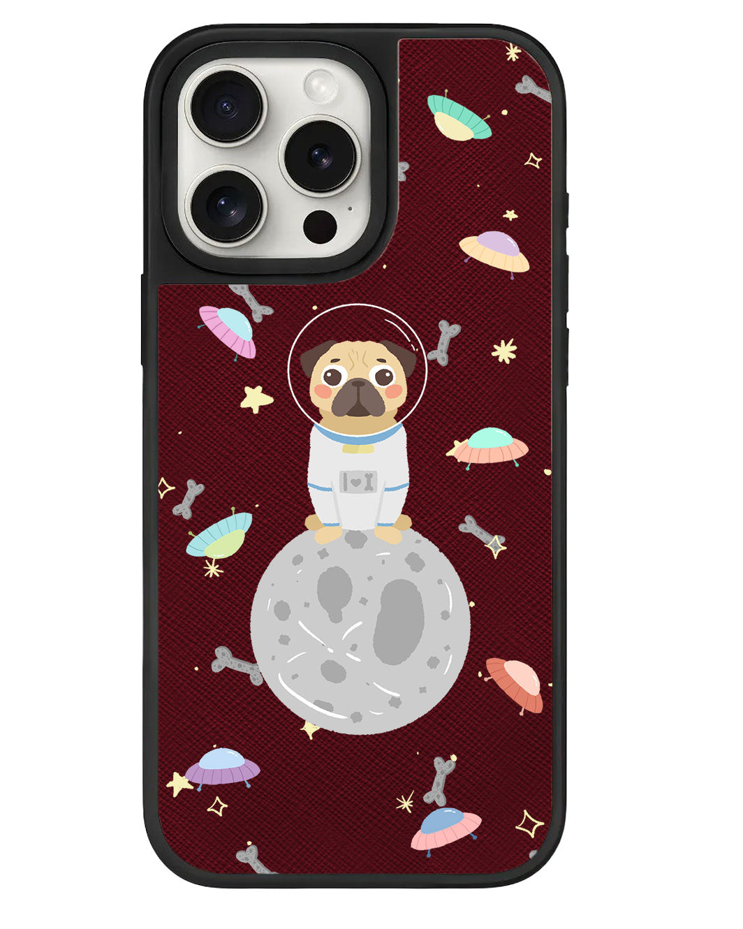 iPhone Leather Grip Case - Pugstronaut