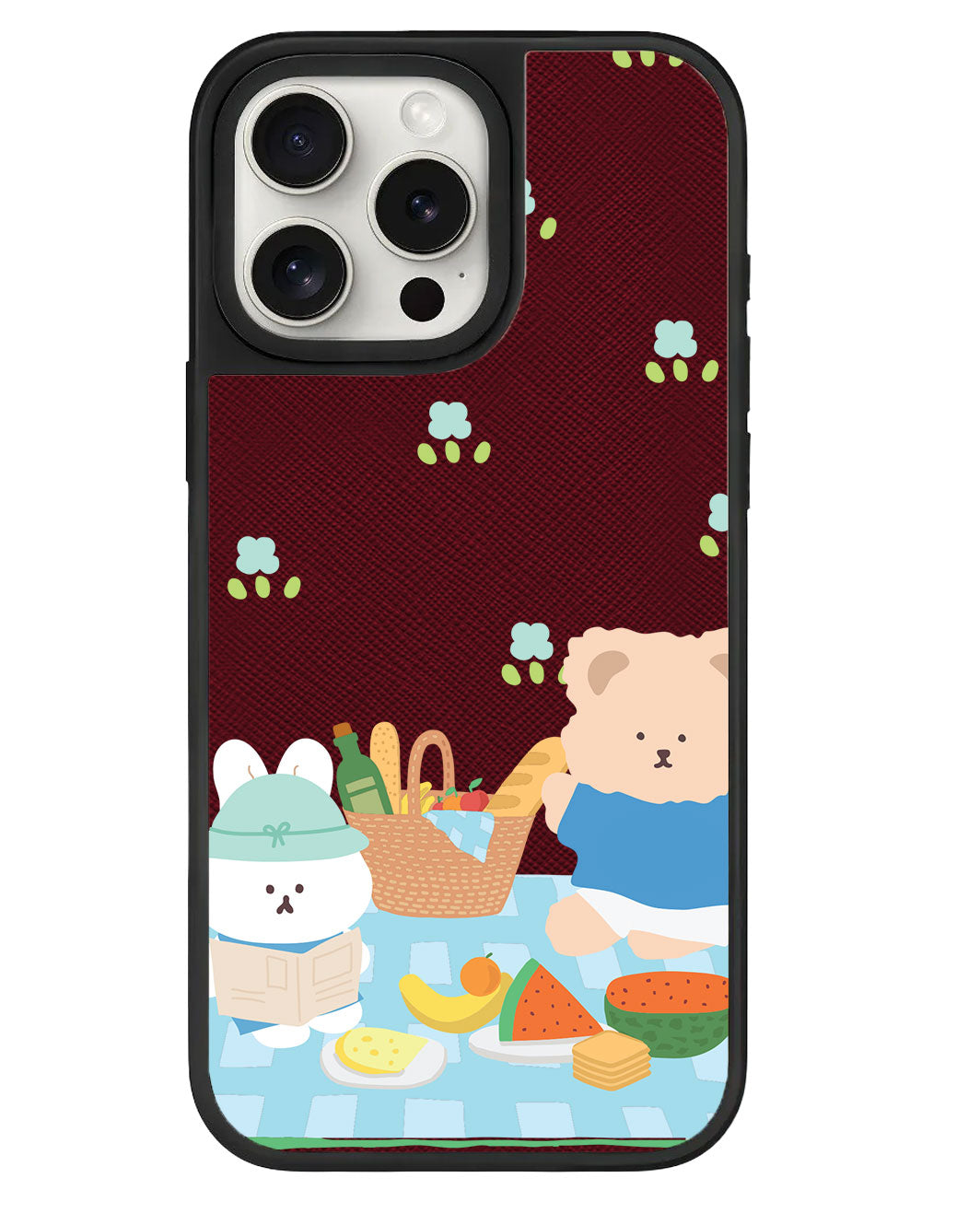 iPhone Leather Grip - Picnic Bear Blue