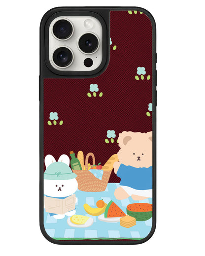 iPhone Leather Grip - Picnic Bear Blue