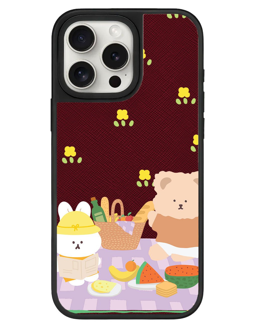 iPhone Leather Grip - Picnic Bear Lilac