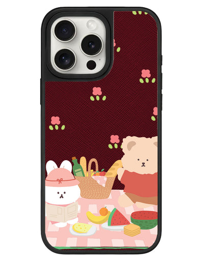 iPhone Leather Grip - Picnic Bear Pink
