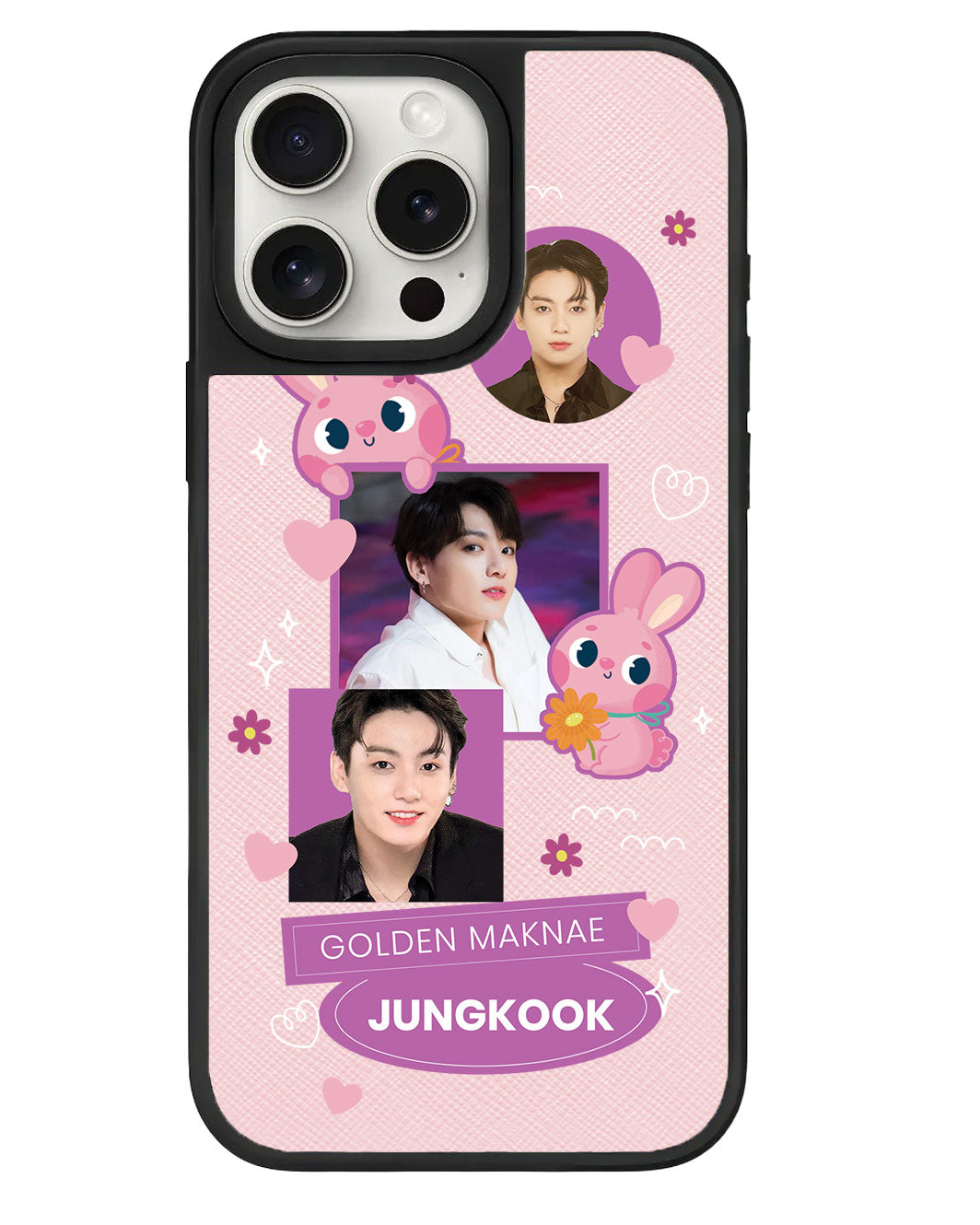 iPhone Leather Grip - Face Grid Bunny