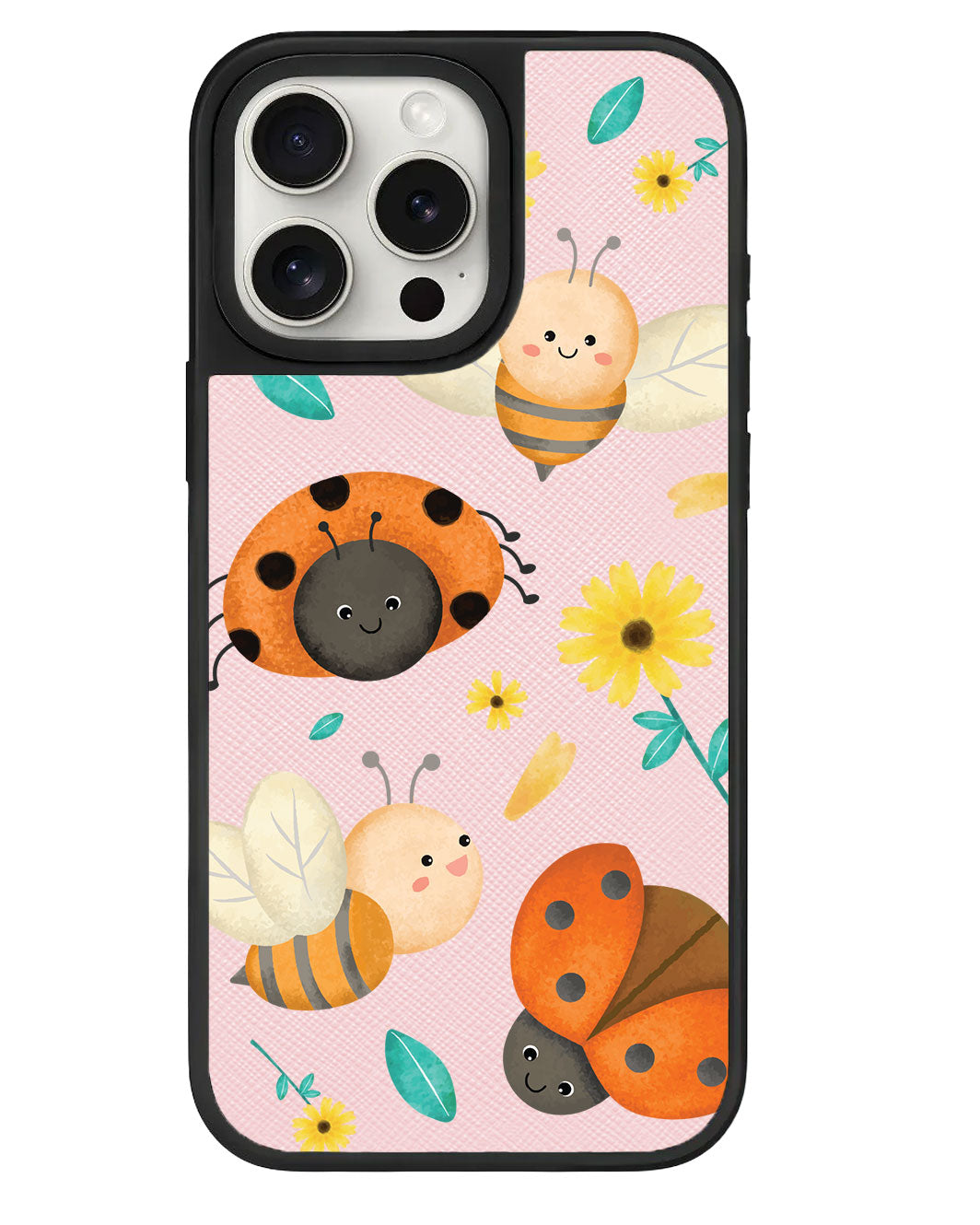 iPhone Leather Grip Case - Ladybug & Bee