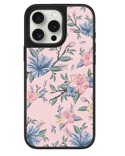 iPhone Leather Grip Case - Pink & Blue Florals