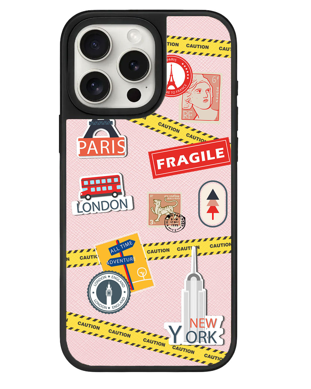 iPhone Leather Grip Case - Travel Sticker