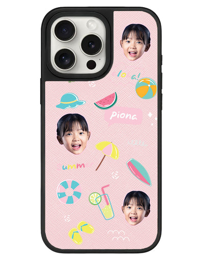 iPhone Leather Grip - Face Grid Summer