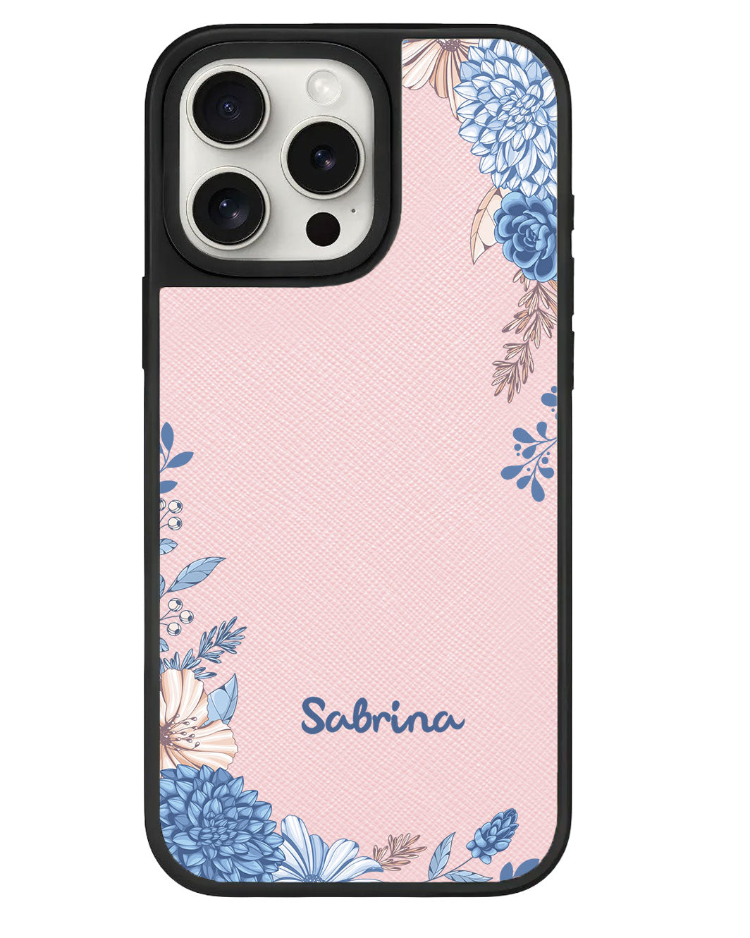 iPhone Leather Grip Case - Blue Florals