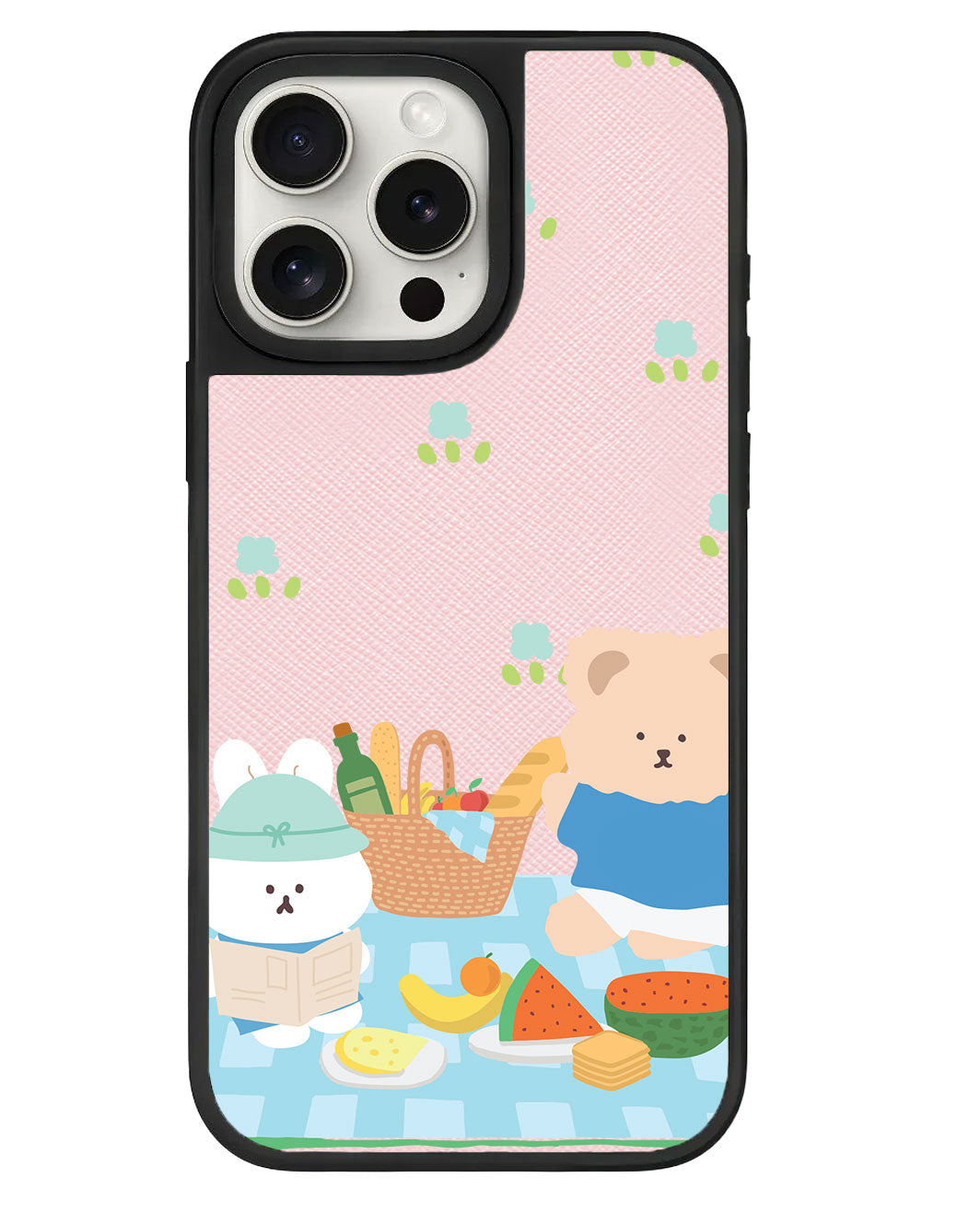 iPhone Leather Grip - Picnic Bear Blue