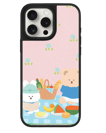 iPhone Leather Grip - Picnic Bear Blue