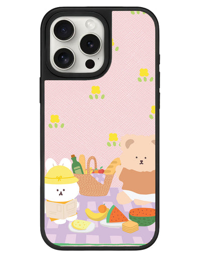 iPhone Leather Grip - Picnic Bear Lilac