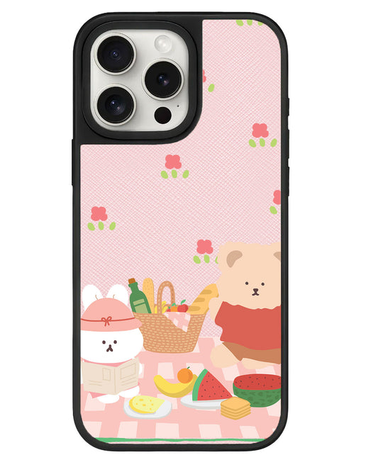 iPhone Leather Grip - Picnic Bear Pink
