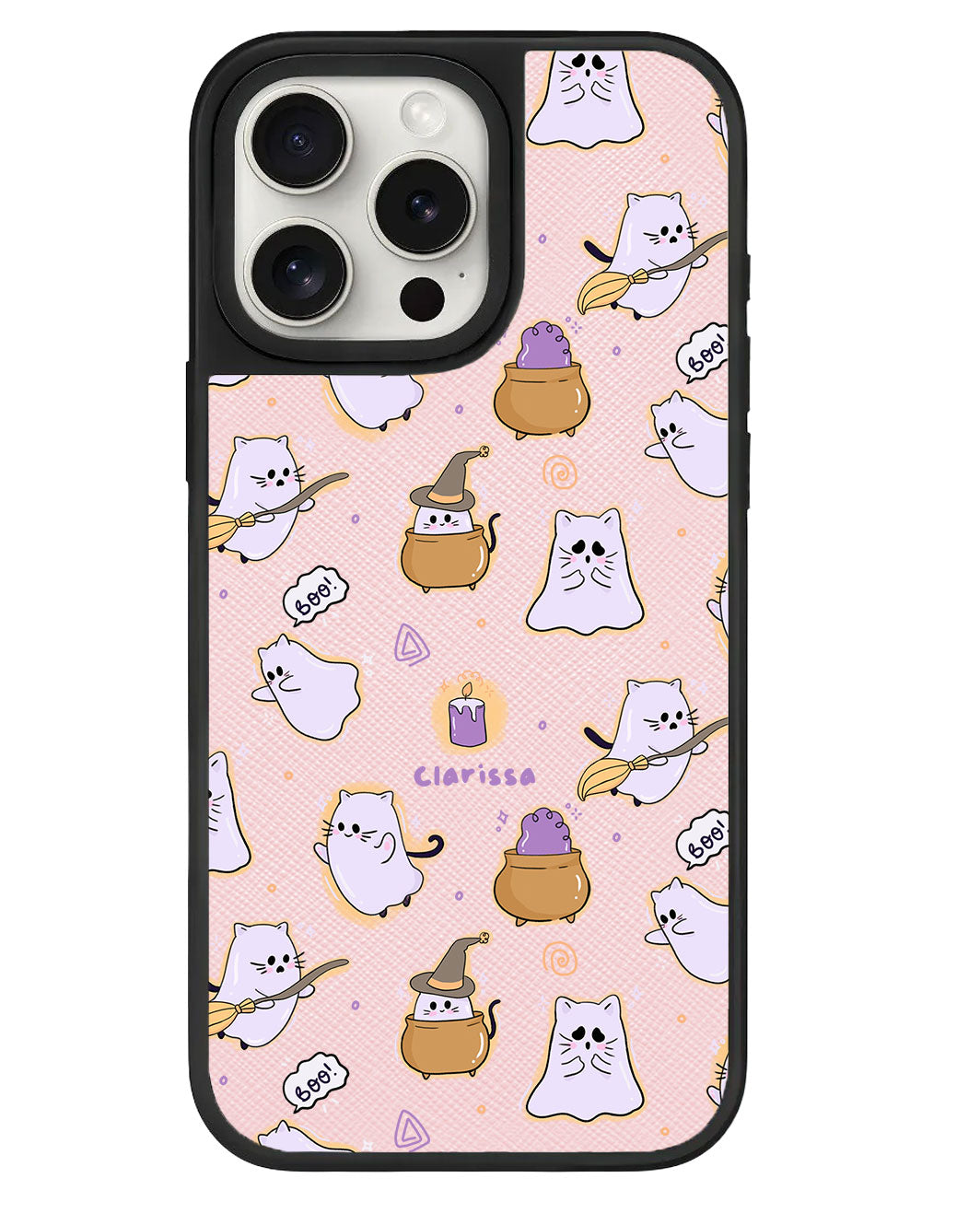 iPhone Leather Grip - Spooky Cat