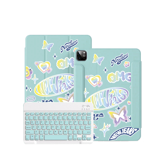 iPad / Android Tab Wireless Keyboard Flipcover - New Jeans OMG 2.0