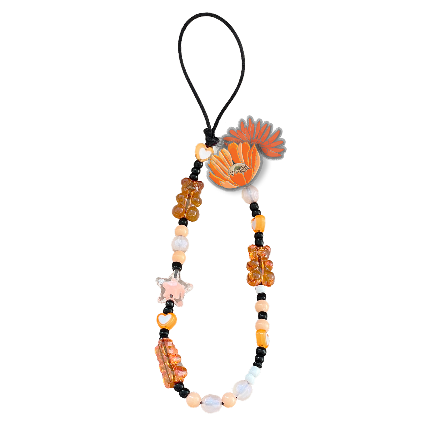 Beaded Strap with Acrylic Charm  - November Marigold