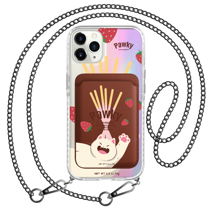 iPhone Magnetic Wallet Holo Case - Pawky Cat