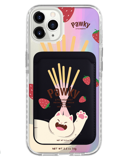 iPhone Magnetic Wallet Holo Case - Pawky Cat
