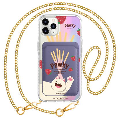 iPhone Magnetic Wallet Holo Case - Pawky Cat