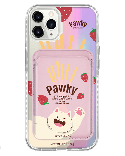 iPhone Magnetic Wallet Holo Case - Pawky Cat