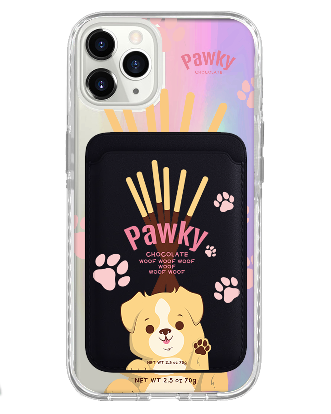 iPhone Magnetic Wallet Holo Case - Pawky Dog