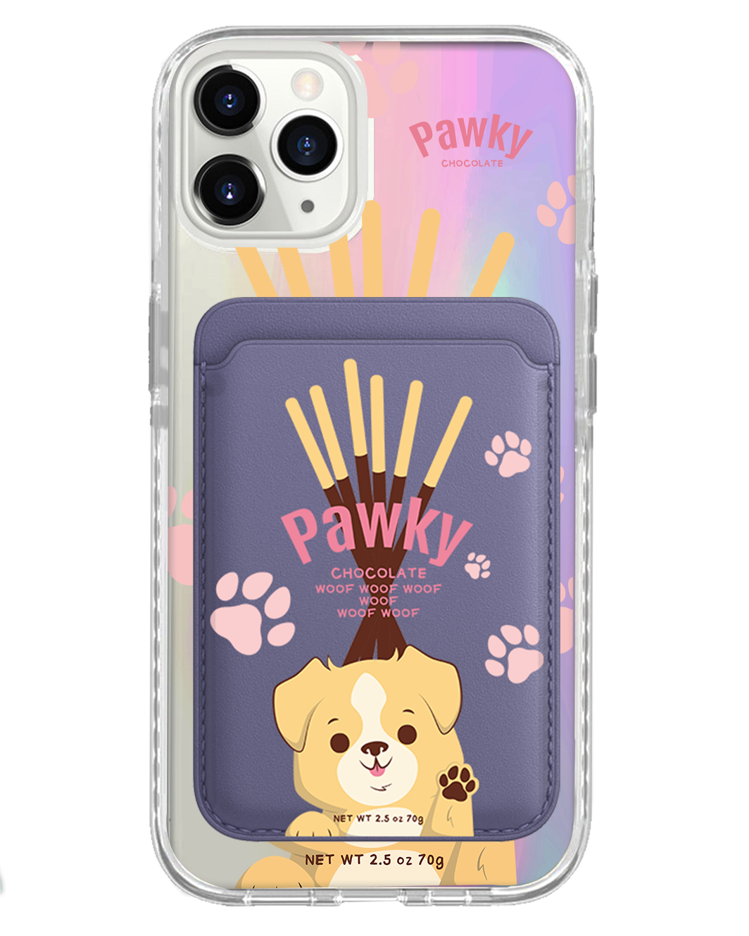 iPhone Magnetic Wallet Holo Case - Pawky Dog