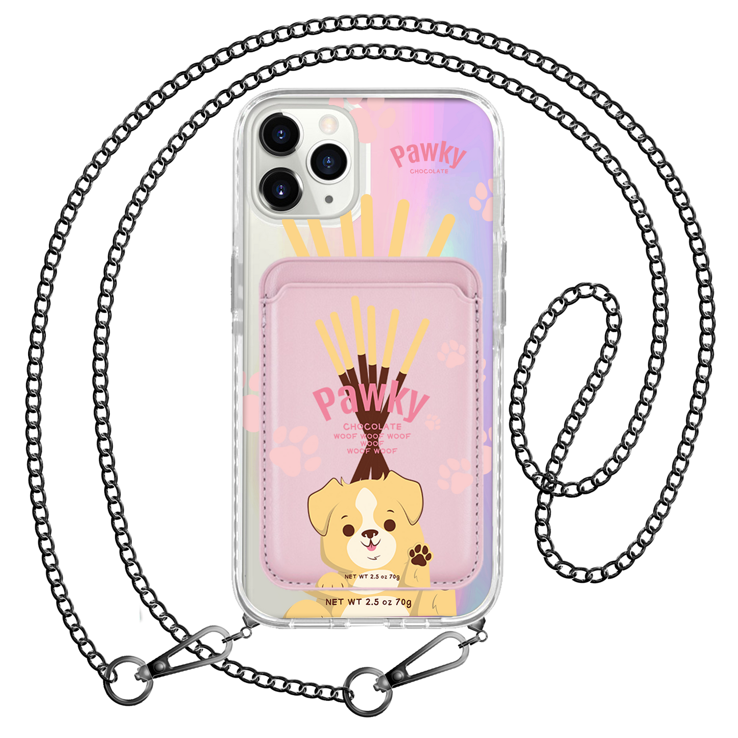 iPhone Magnetic Wallet Holo Case - Pawky Dog