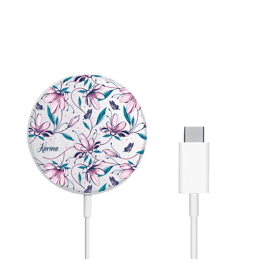 Magnetic Wireless Charger - Pink Tulip