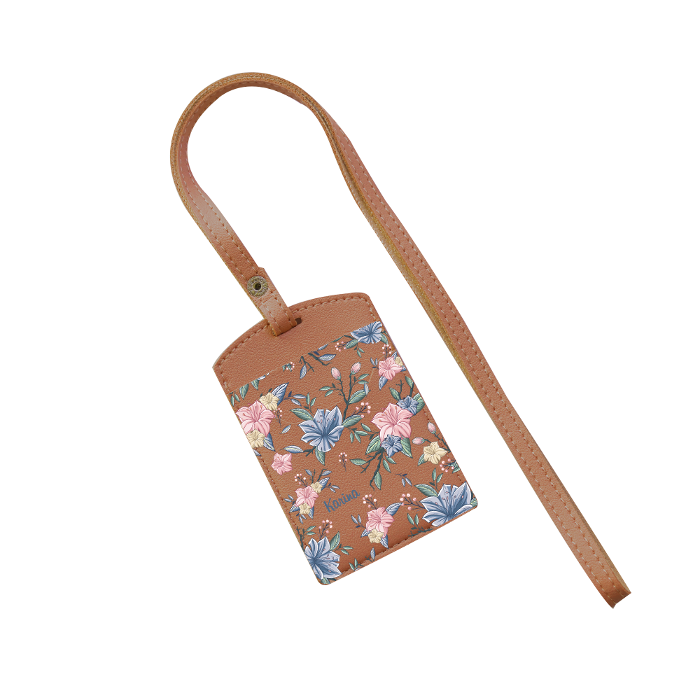 Vegan Leather Lanyard - Pink & Blue Florals