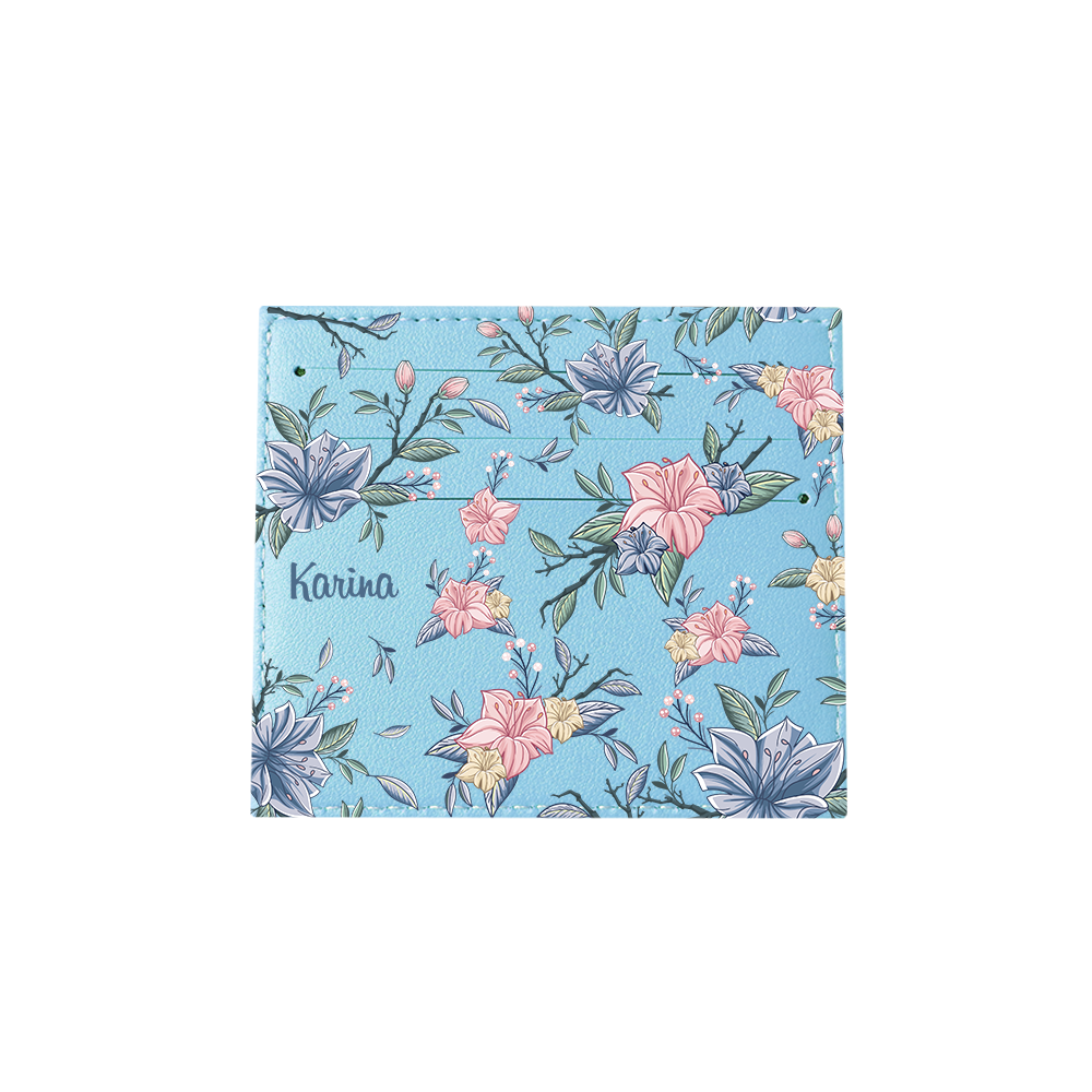 6 Slots Card Holder - Pink & Blue Florals