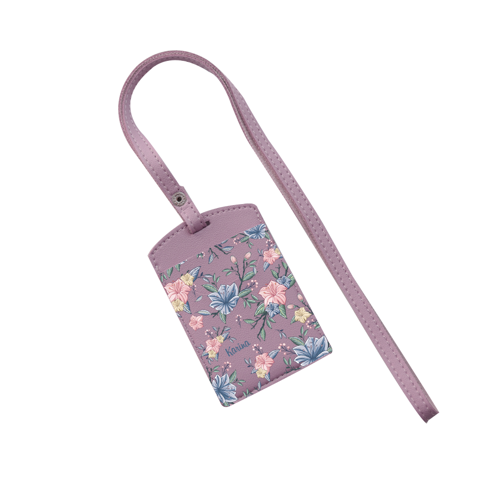 Vegan Leather Lanyard - Pink & Blue Florals