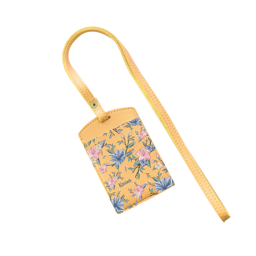 Vegan Leather Lanyard - Pink & Blue Florals