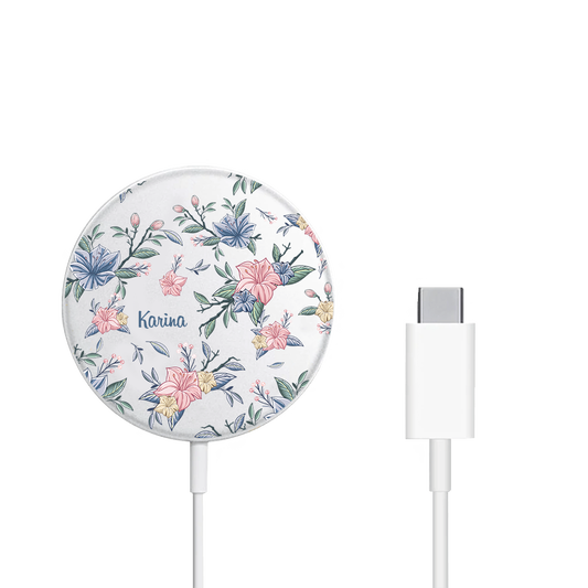Magnetic Wireless Charger - Pink & Blue Florals