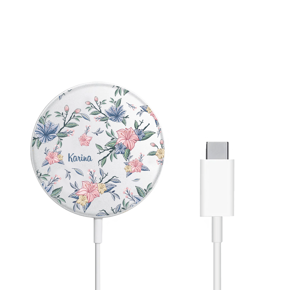 Magnetic Wireless Charger - Pink & Blue Florals