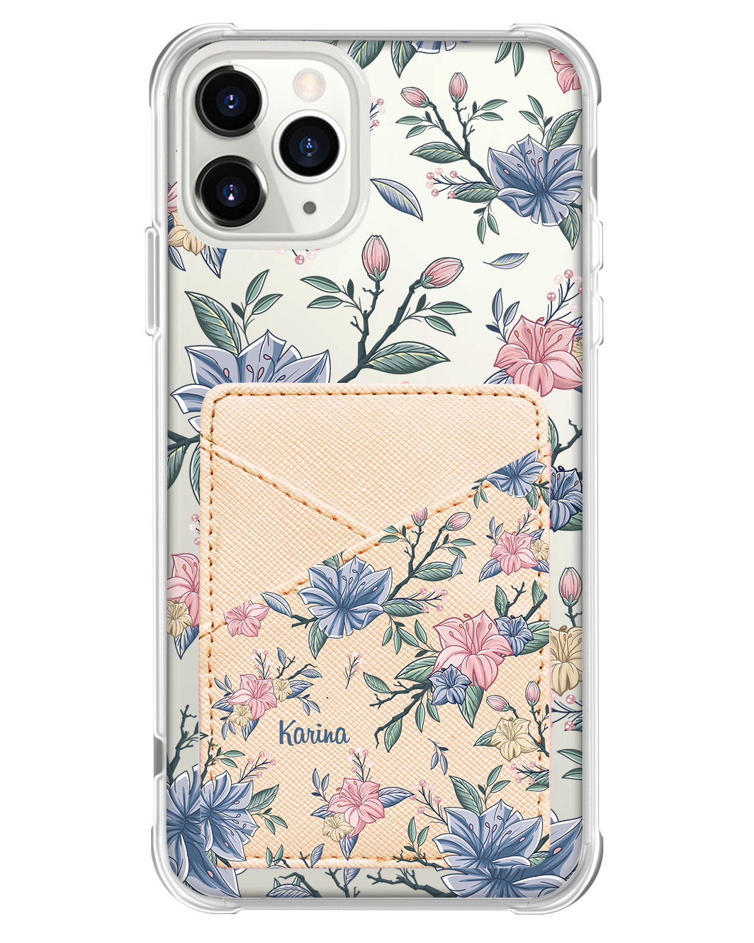 iPhone Phone Wallet Case - Pink & Blue Florals