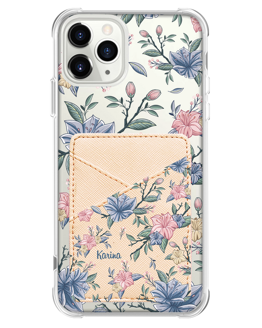 iPhone Phone Wallet Case - Pink & Blue Florals