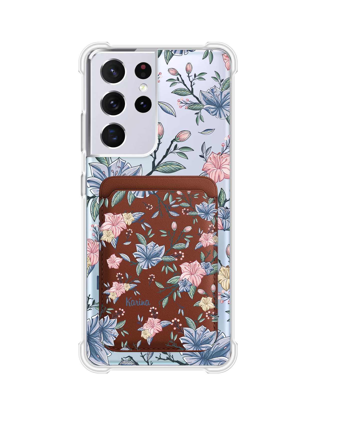 Android Magnetic Wallet Case - Pink & Blue Florals