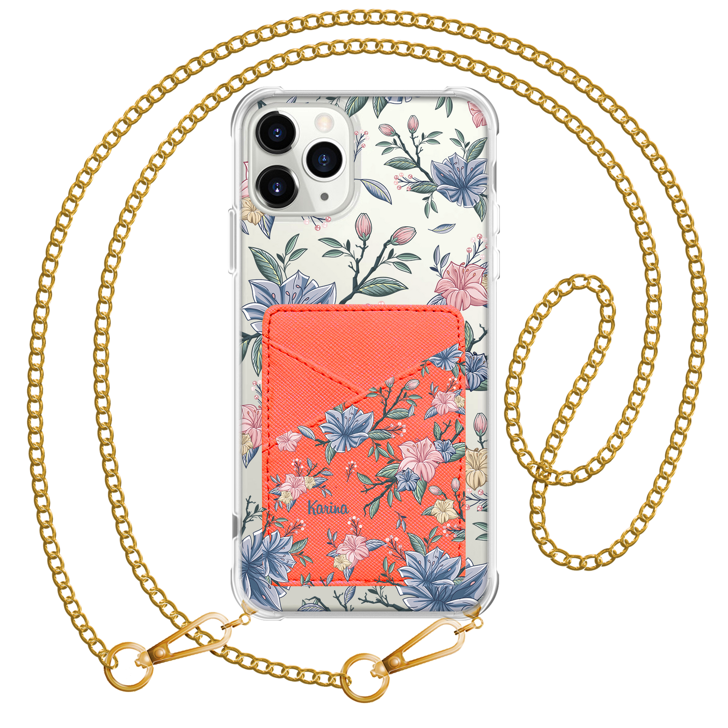 iPhone Phone Wallet Case - Pink & Blue Florals