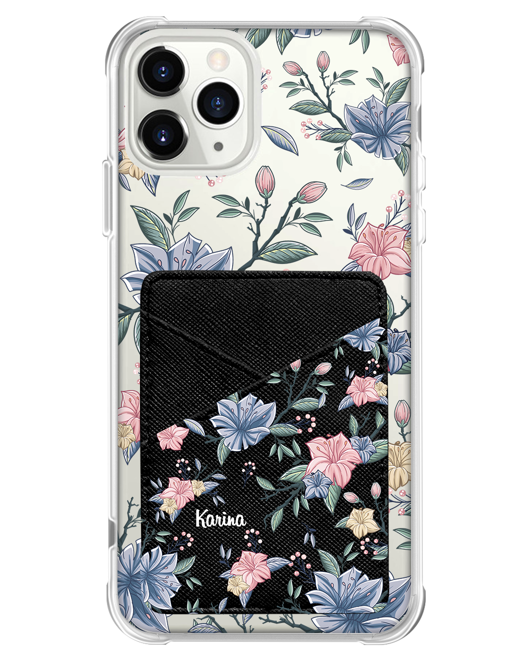 iPhone Phone Wallet Case - Pink & Blue Florals