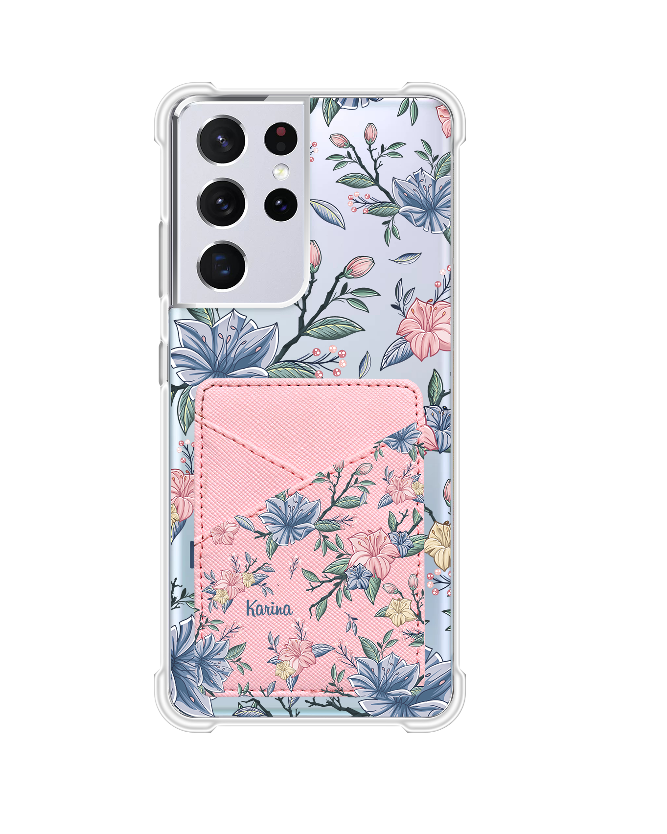 Android Phone Wallet Case - Pink & Blue Florals