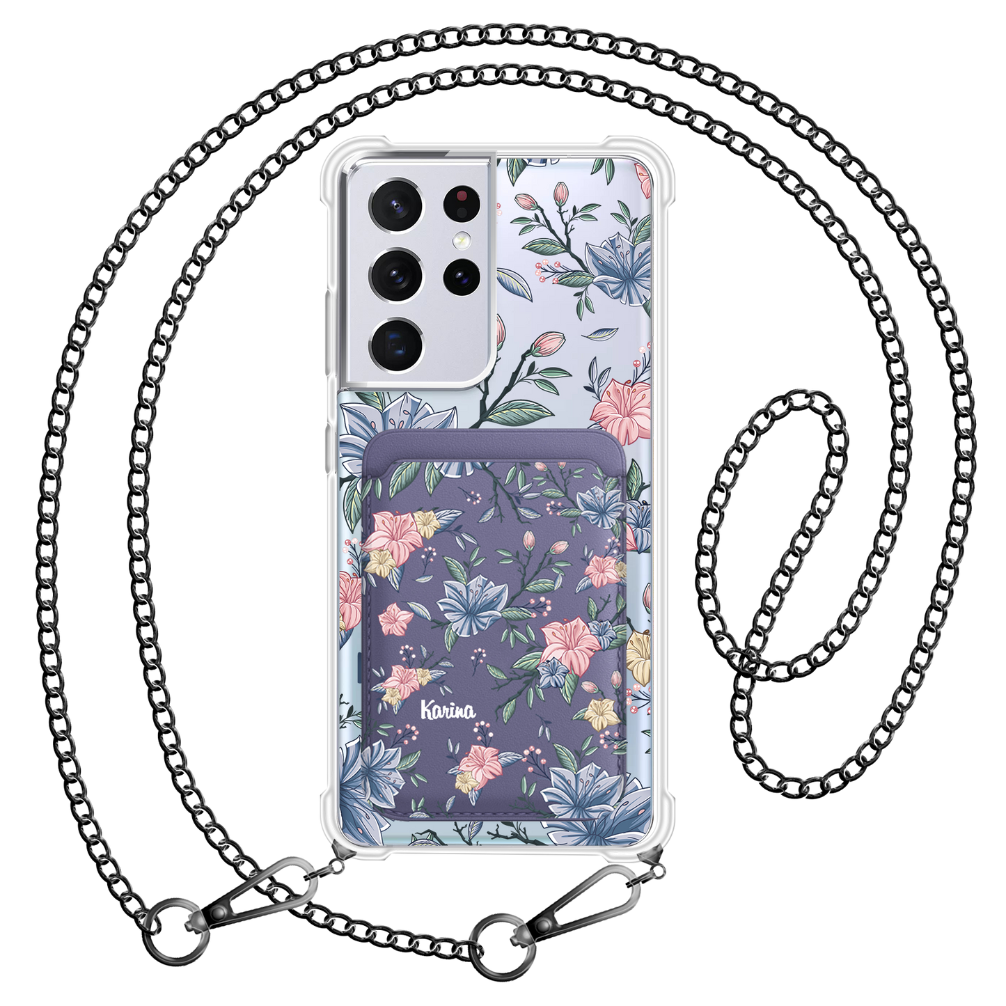 Android Magnetic Wallet Case - Pink & Blue Florals