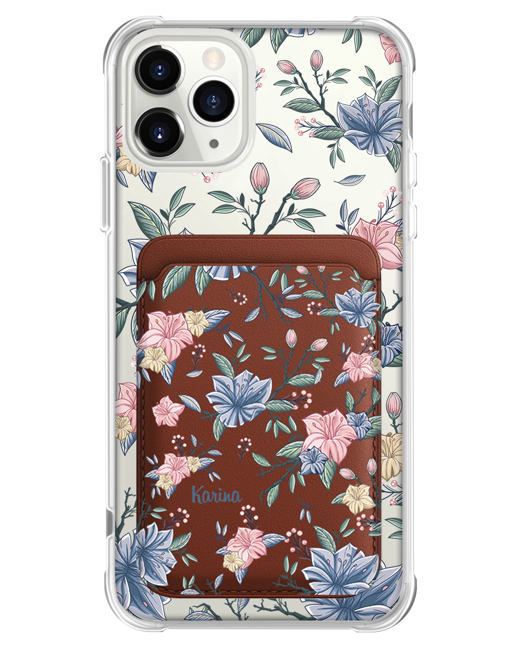 iPhone Magnetic Wallet Case - Pink & Blue Florals